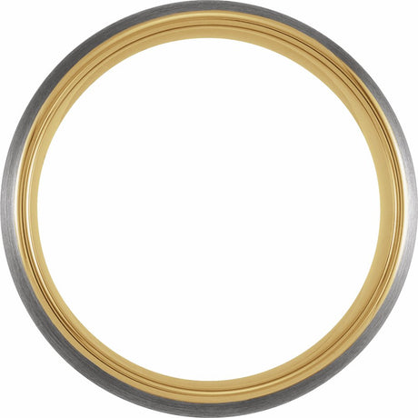 18K Yellow Gold PVD Tungsten 8 mm Half Round Satin Band