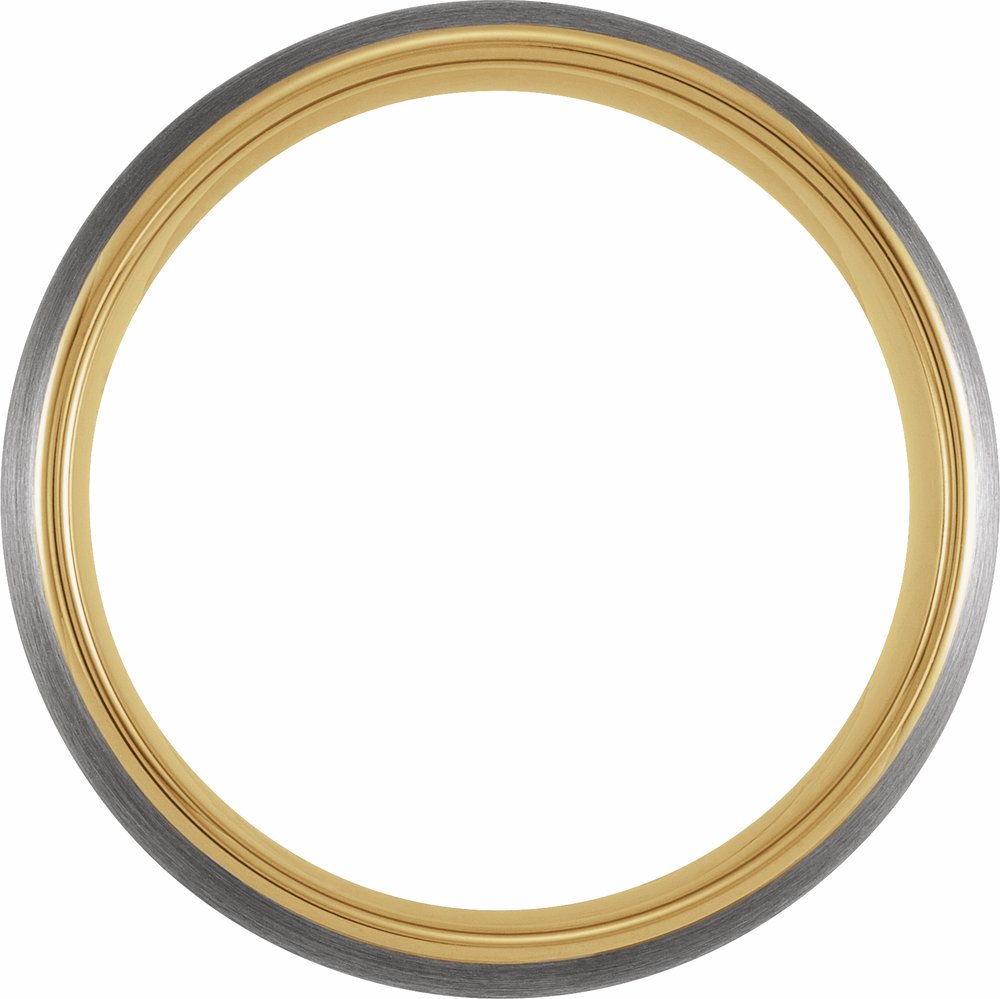18K Yellow Gold PVD Tungsten 8 mm Comfort-Fit Half Round Band Size 7
