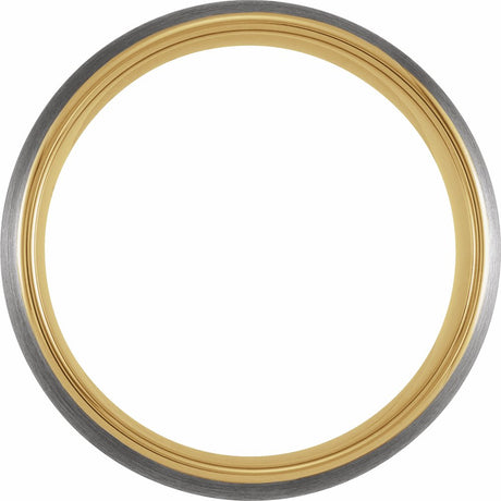 18K Yellow Gold PVD Tungsten 8 mm Comfort-Fit Half Round Band Size 7