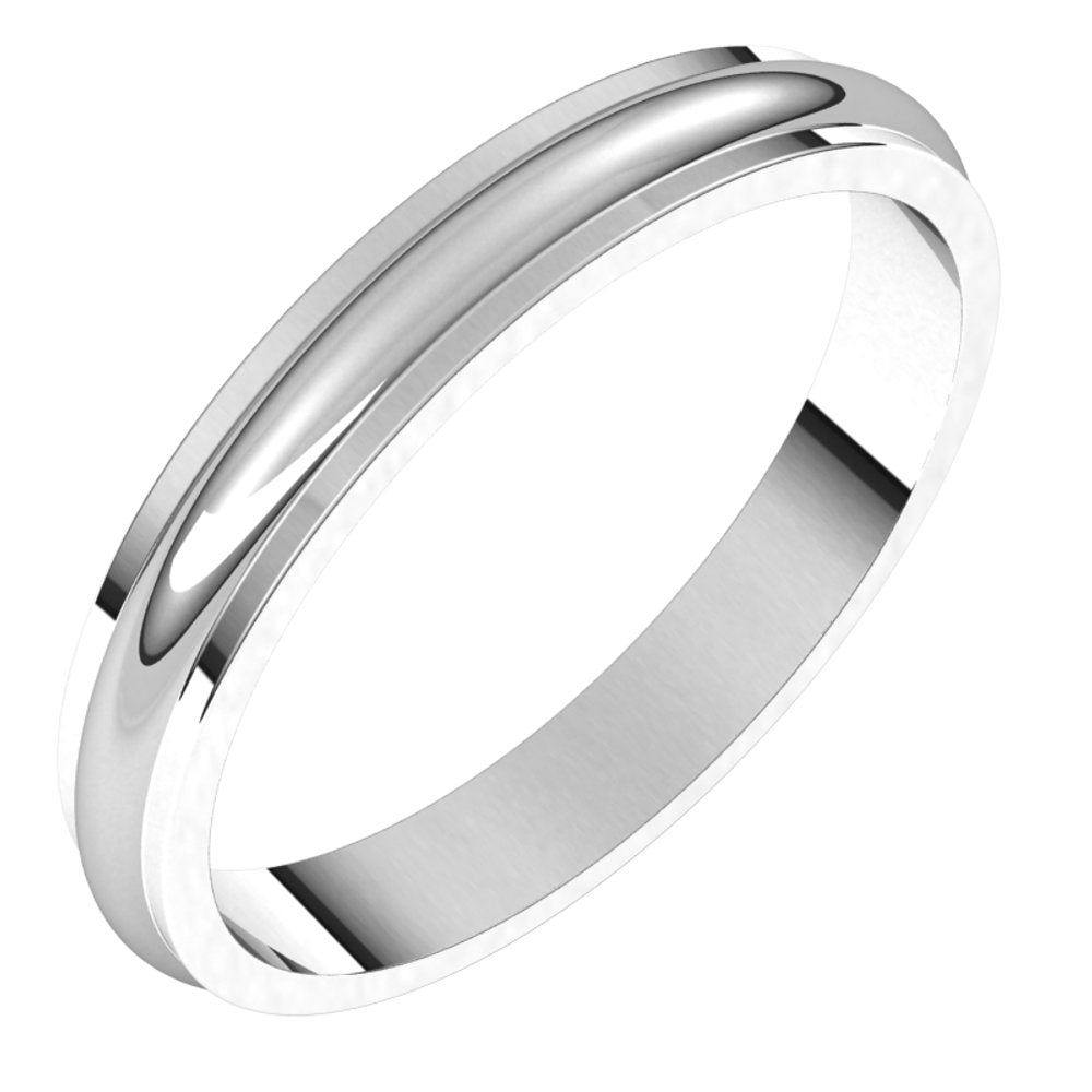 Platinum 3 mm Half Round Edge Band Size 4