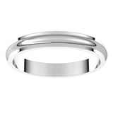 Platinum 3 mm Half Round Edge Band Size 4