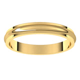 14K Yellow 3 mm Half Round Edge Band