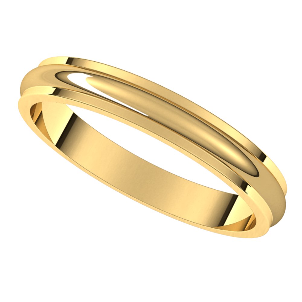 14K Yellow 3 mm Half Round Edge Band