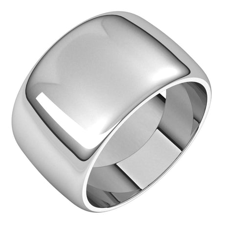 14K White 12 mm Half Round Band Size 7