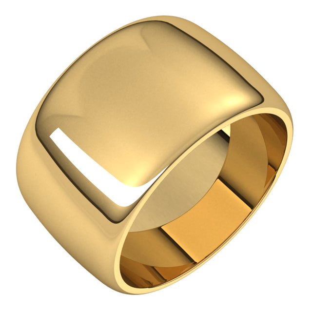 10K Yellow Gold 12 mm Half Round Band Size 11