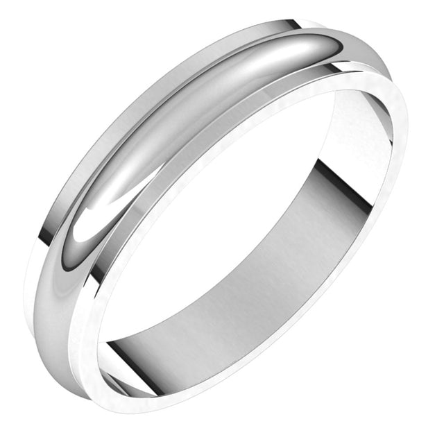 14K White 4 mm Half Round Edge Band Size 11