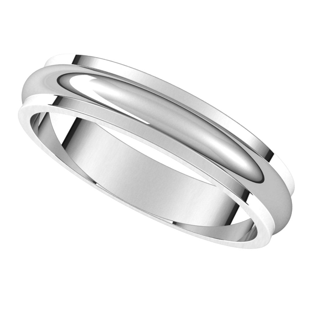 14K White 4 mm Half Round Edge Band