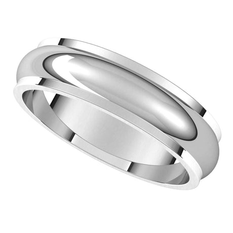 14K White 5 mm Half Round Edge Band