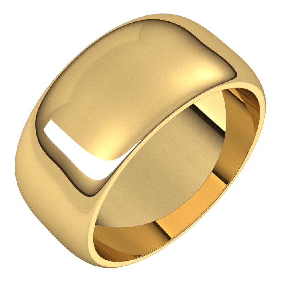 10K Yellow Gold 9 mm Half Round Band Size 6