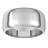 14K White Gold 9 mm Half Round Band Size 8.5
