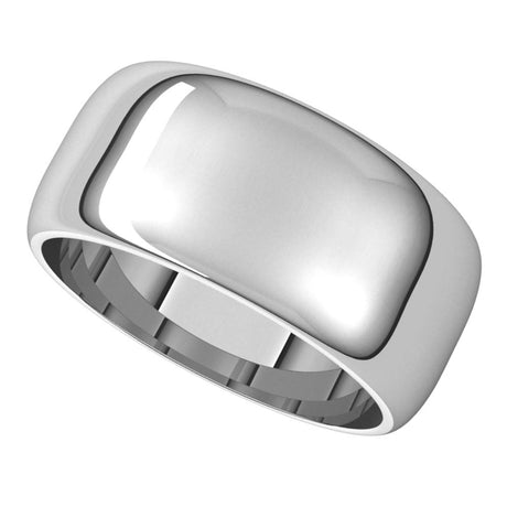 14K White Gold 9 mm Half Round Band Size 8.5