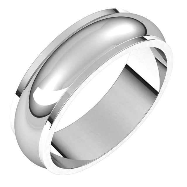 14K White 6 mm Half Round Edge Band Size 5