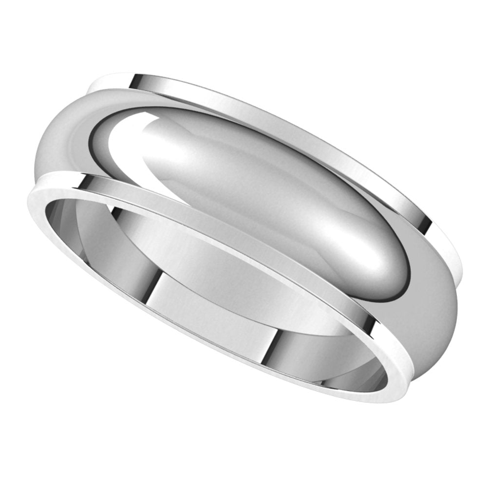 14K White 6 mm Half Round Edge Band