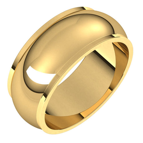 14K Yellow 8 mm Stepped-Edge Half Round Band Size 11