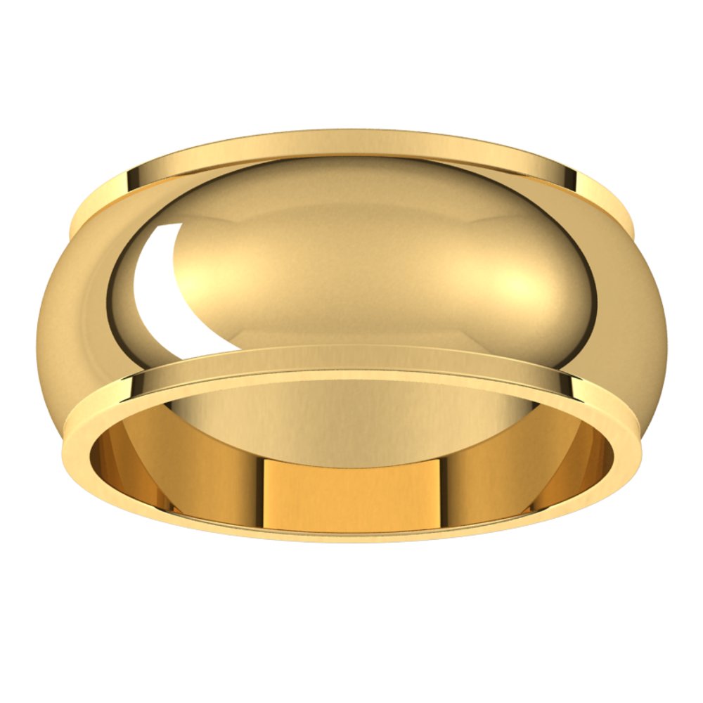 14K Yellow 8 mm Stepped-Edge Half Round Band Size 11