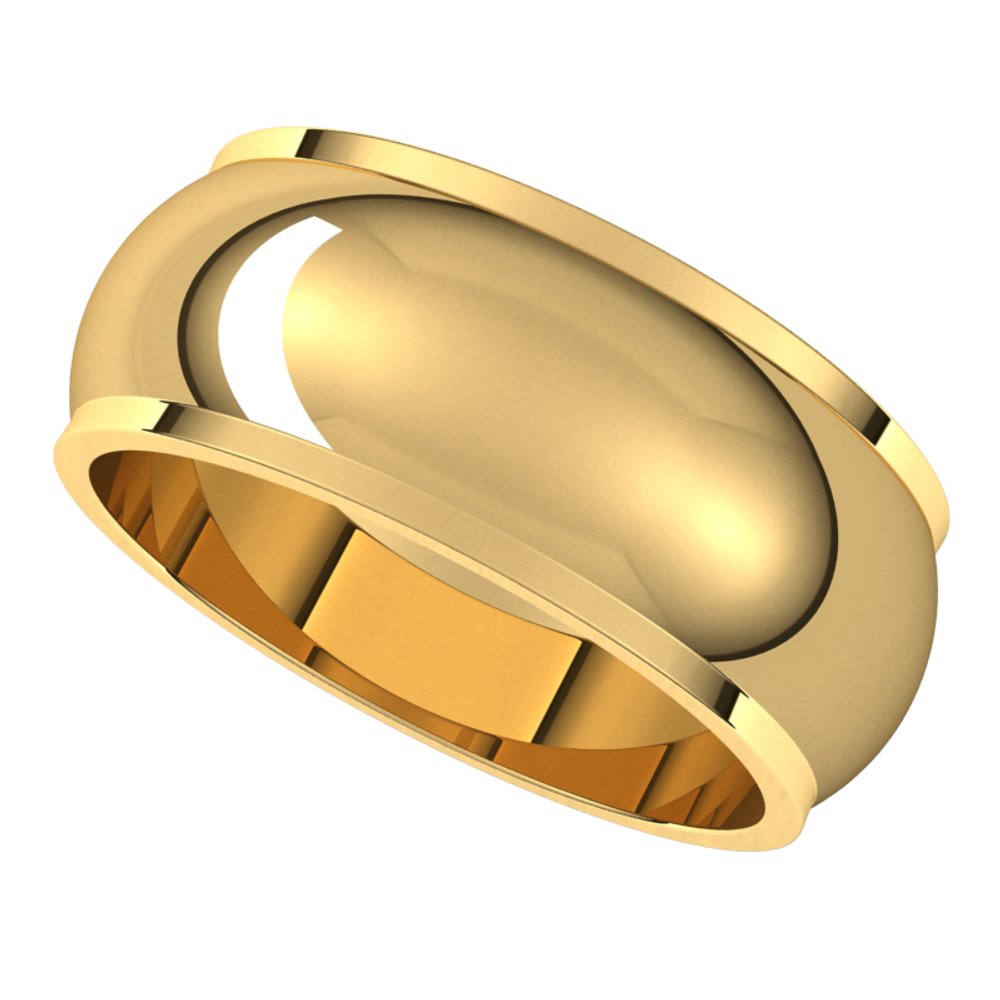 14K Yellow 8 mm Stepped-Edge Half Round Band