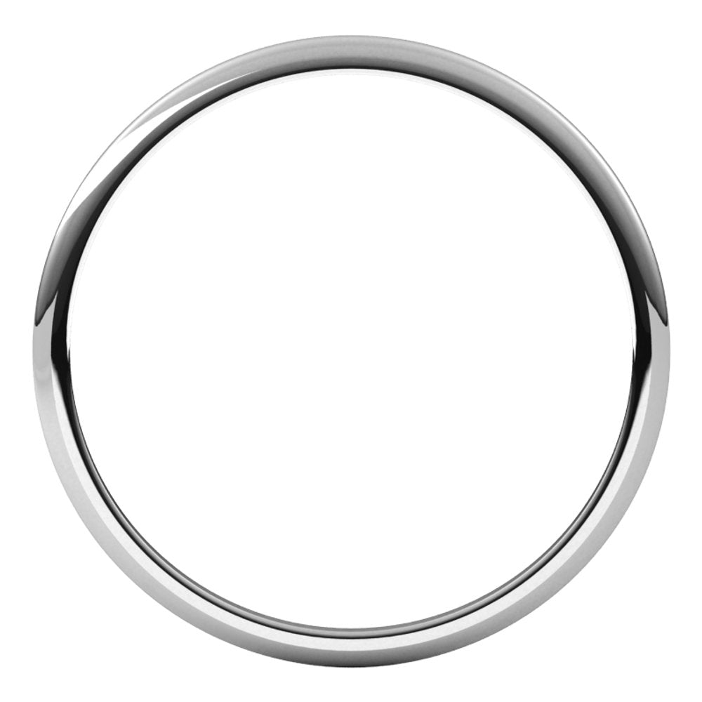 14K White 1 mm Half Round Light Band