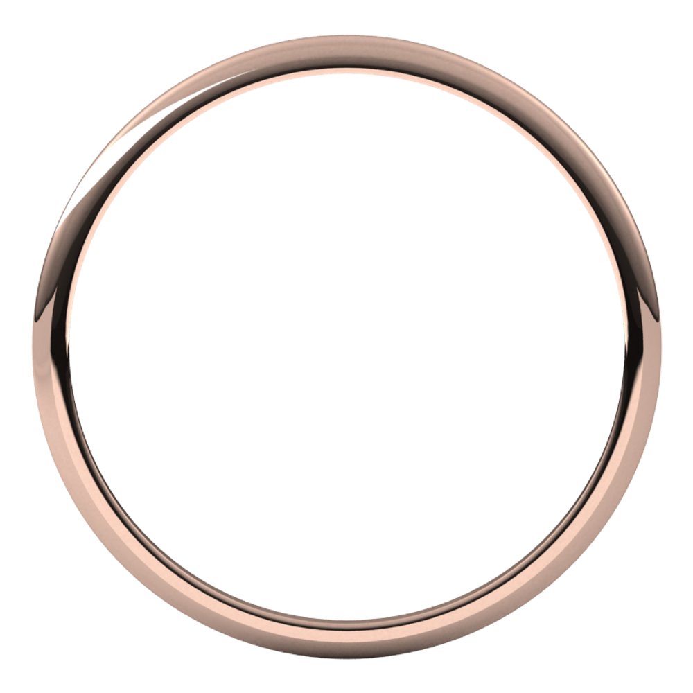 14K Rose 1 mm Half Round Light Band