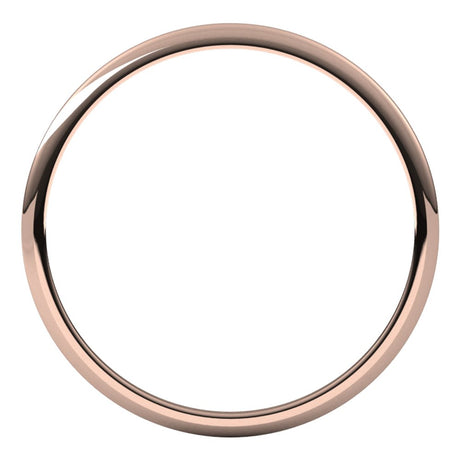 14K Rose 1 mm Lightweight Half Round Band Size 9
