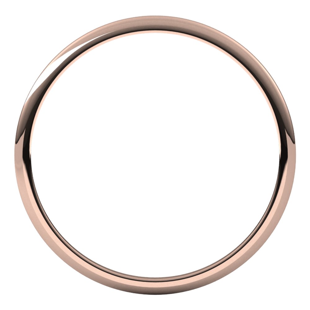 14K Rose Gold 1 mm Lightweight Half Round Band Size 6