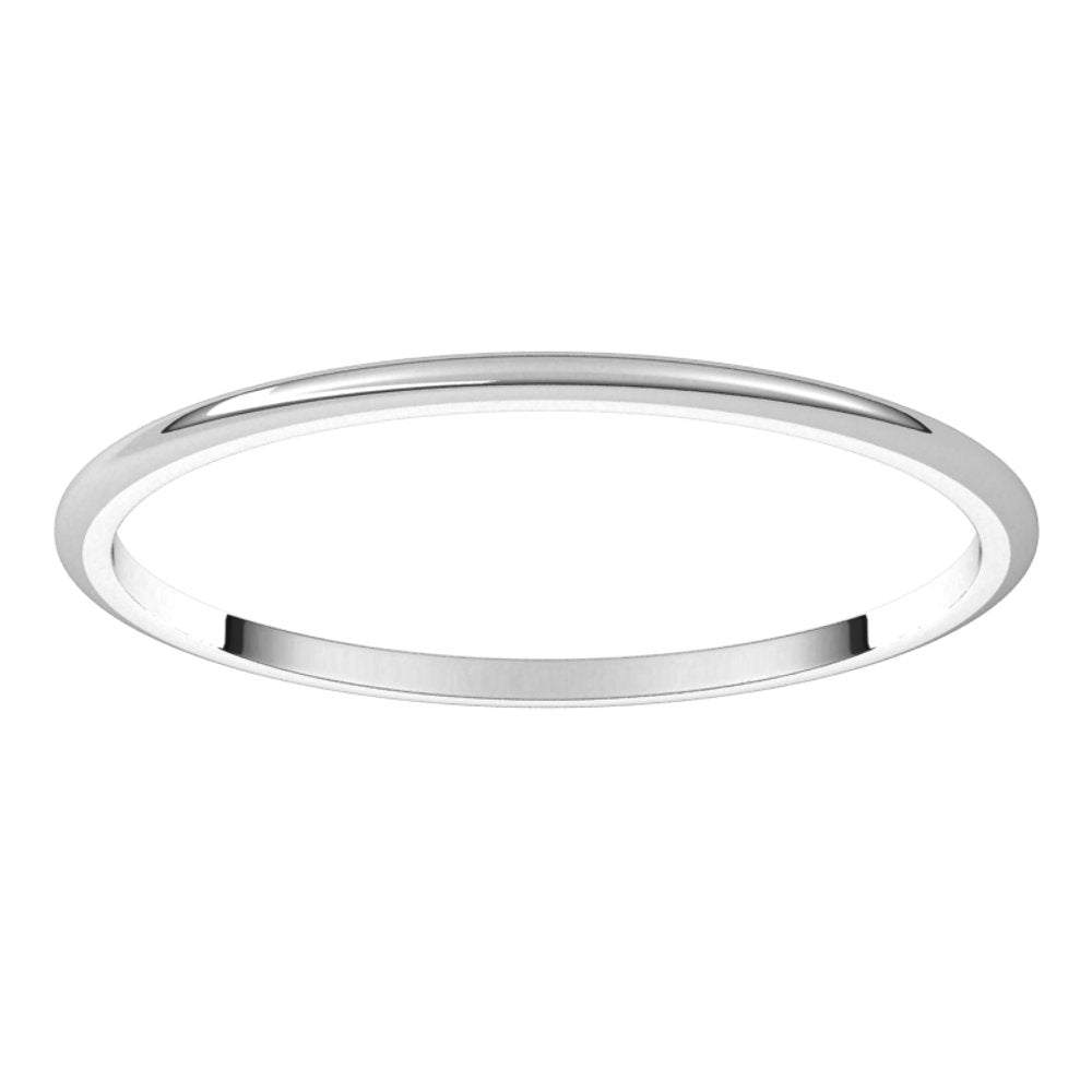 14K White Gold 1 mm Lightweight Half Round Band Size 4