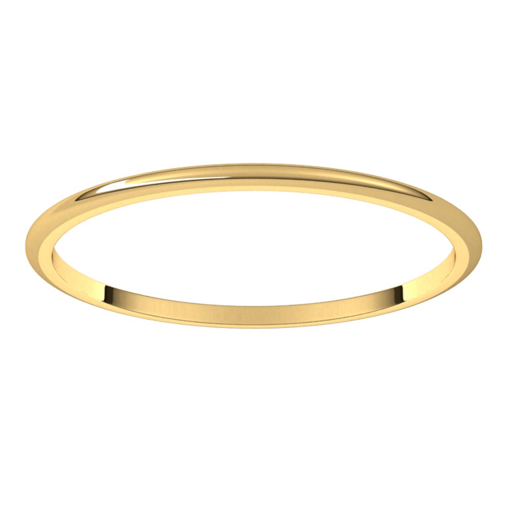 14K Yellow 1 mm Half Round Light Band