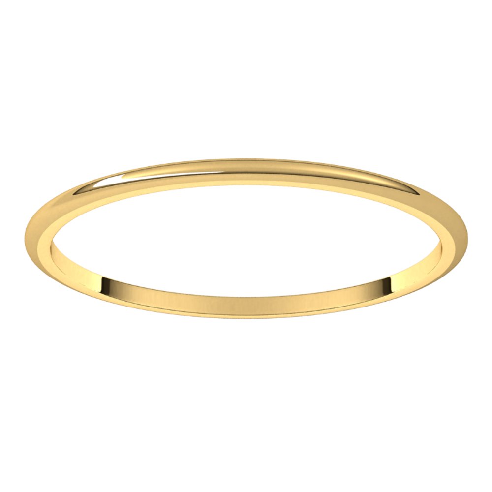 14K Yellow Gold 1 mm Lightweight Half Round Band Size 5.5