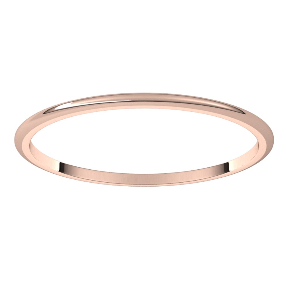 14K Rose 1 mm Half Round Light Band