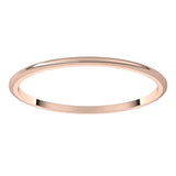 14K Rose 1 mm Half Round Light Band