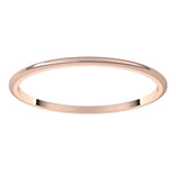 14K Rose Gold 1 mm Lightweight Half Round Band Size 6