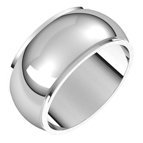 14K White Gold 9 mm Stepped-Edge Half Round Band Size 10.5