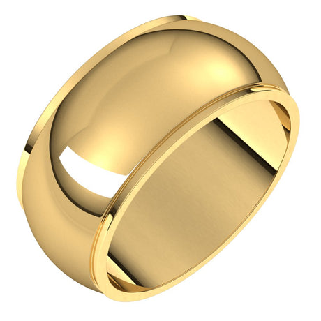 14K Yellow Gold 9 mm Stepped-Edge Half Round Band Size 9