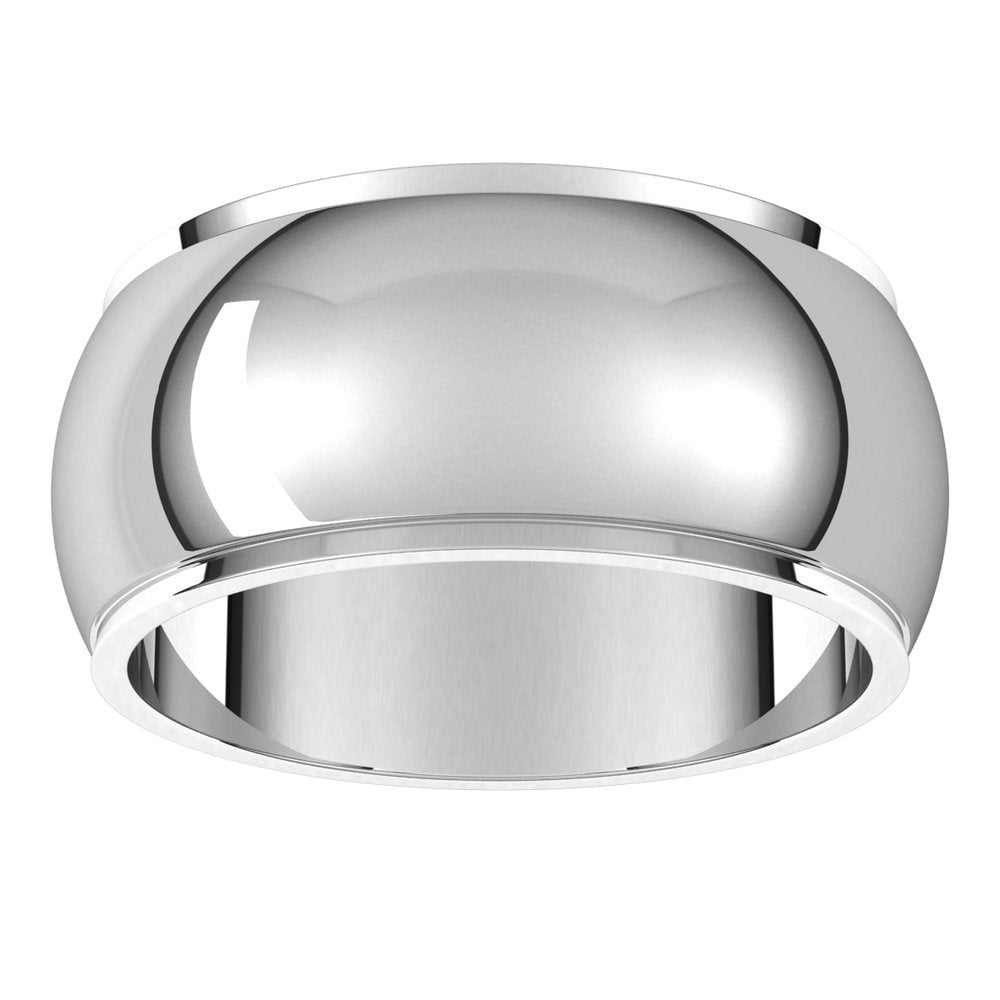 14K White Gold 9 mm Stepped-Edge Half Round Band Size 10.5