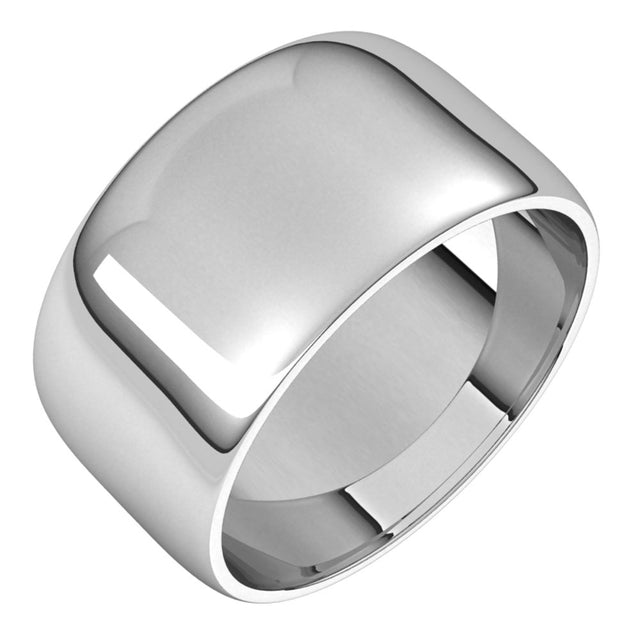 14K White Gold 10 mm Lightweight Half Round Band Size 9