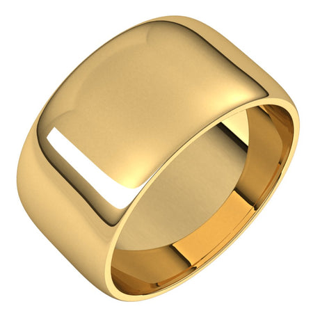 10K Yellow Gold 10 mm Lightweight Half Round Band Size 7.5
