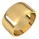 14K Yellow Gold 10 mm Lightweight Half Round Band Size 10