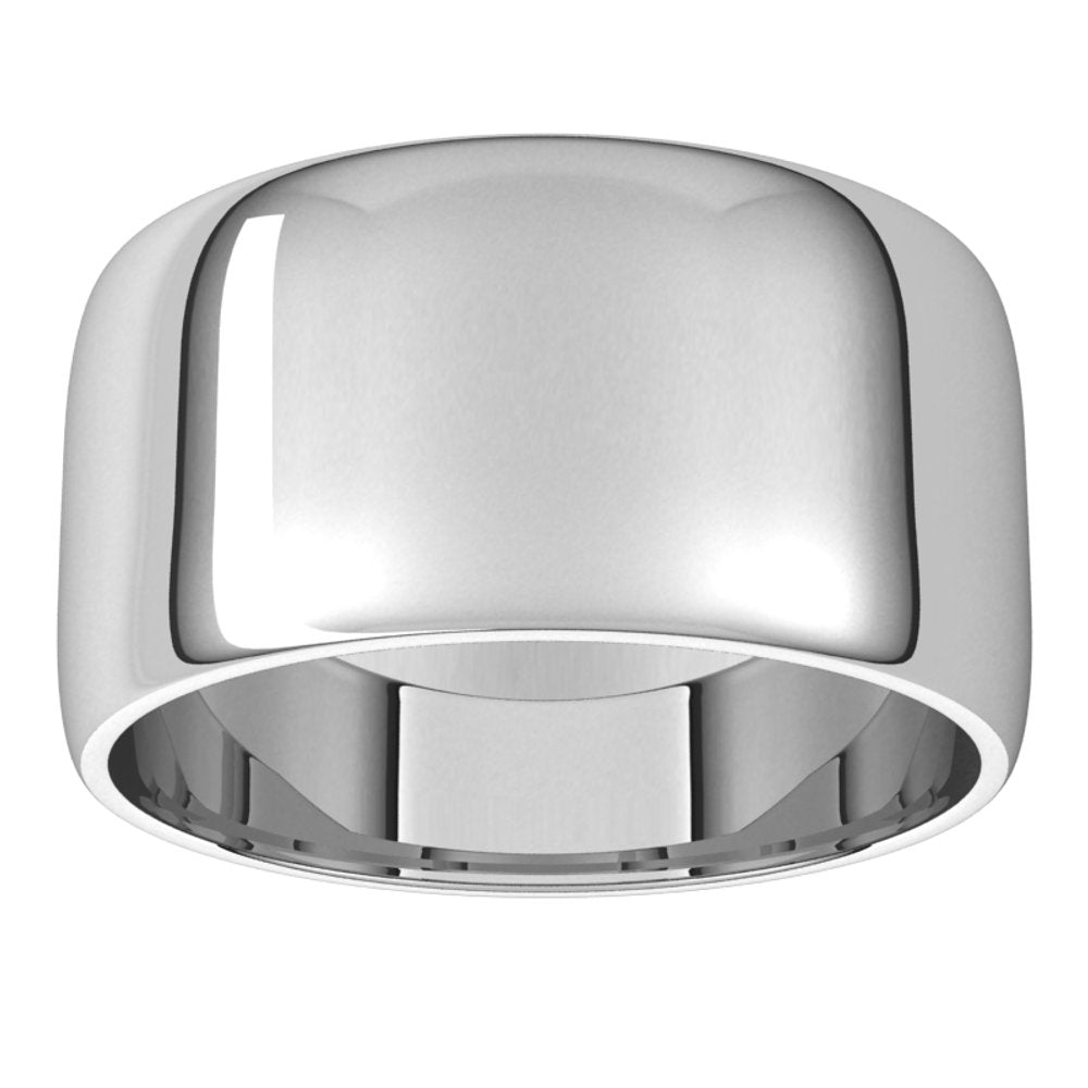 14K White Gold 10 mm Lightweight Half Round Band Size 9