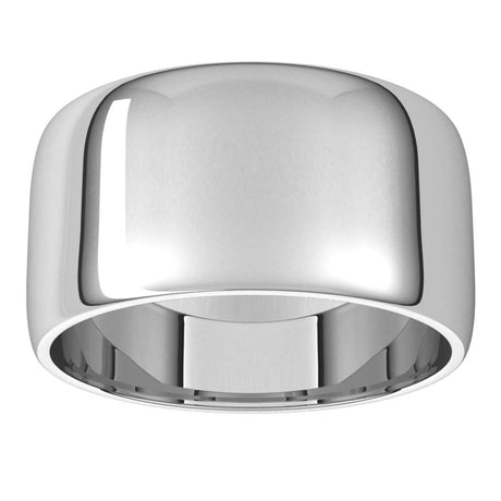 14K White Gold 10 mm Lightweight Half Round Band Size 9