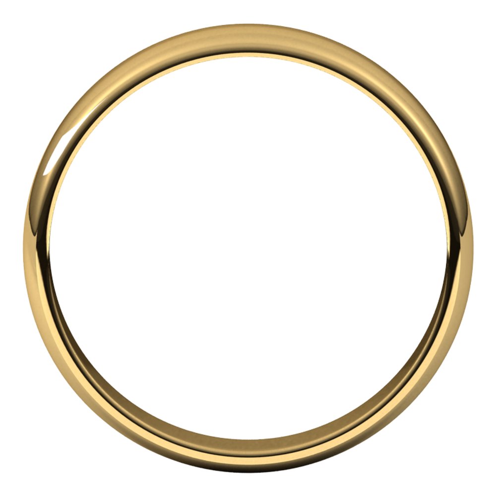 14K Yellow 4 mm Half Round Light Band