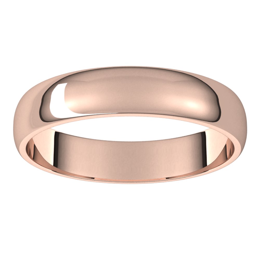 14K Rose 4 mm Half Round Light Band Size 7