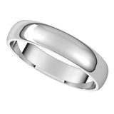 18K Palladium White 4 mm Half Round Light Band Size 6.5