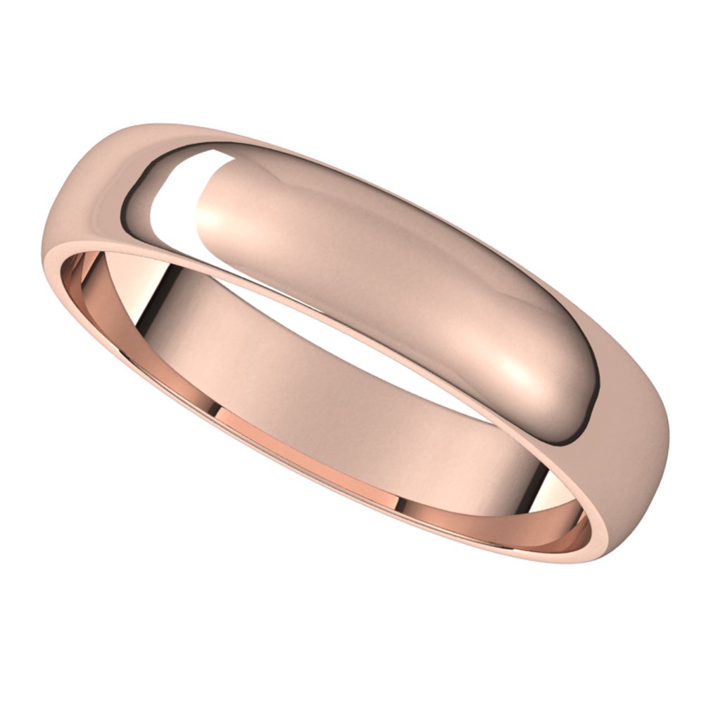 14K Rose 4 mm Half Round Light Band Size 7