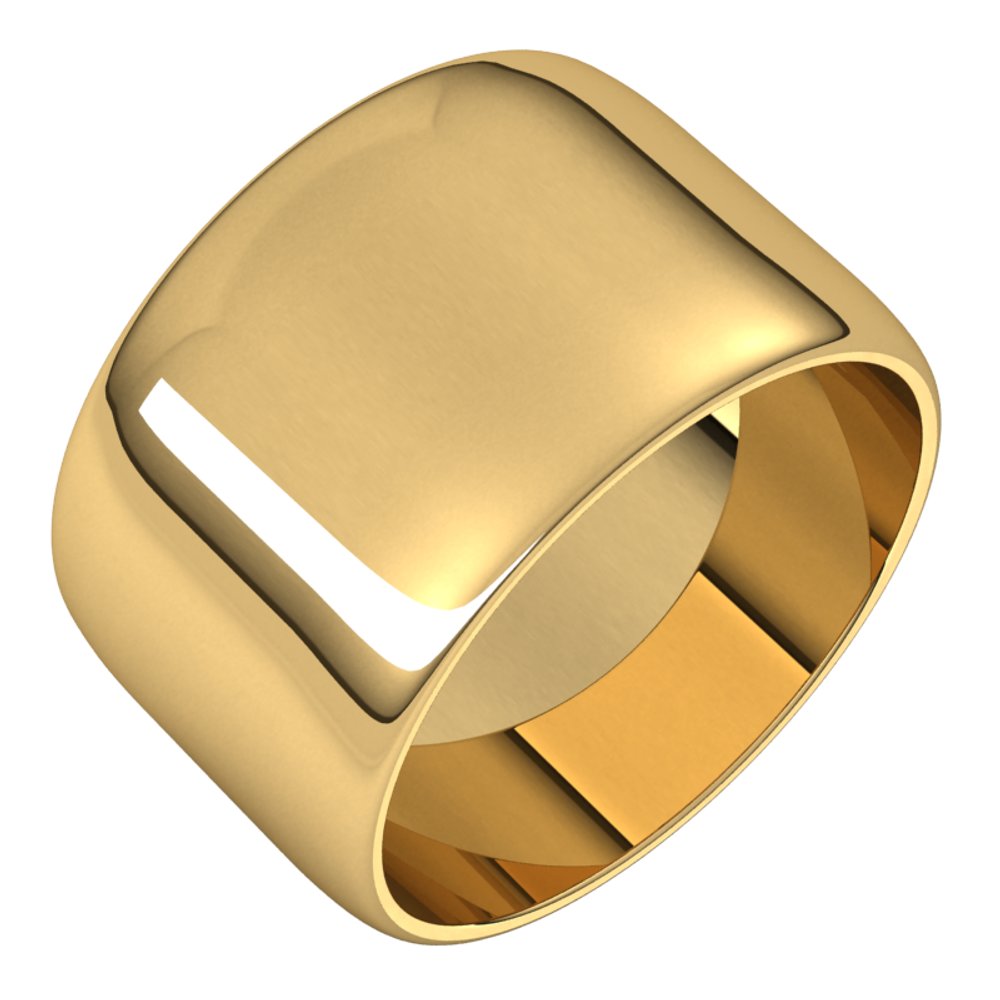14K Yellow Gold 12 mm Lightweight Half Round Band Size 7.5