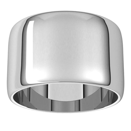 10K White Gold 12 mm Lightweight Half Round Band Size 6