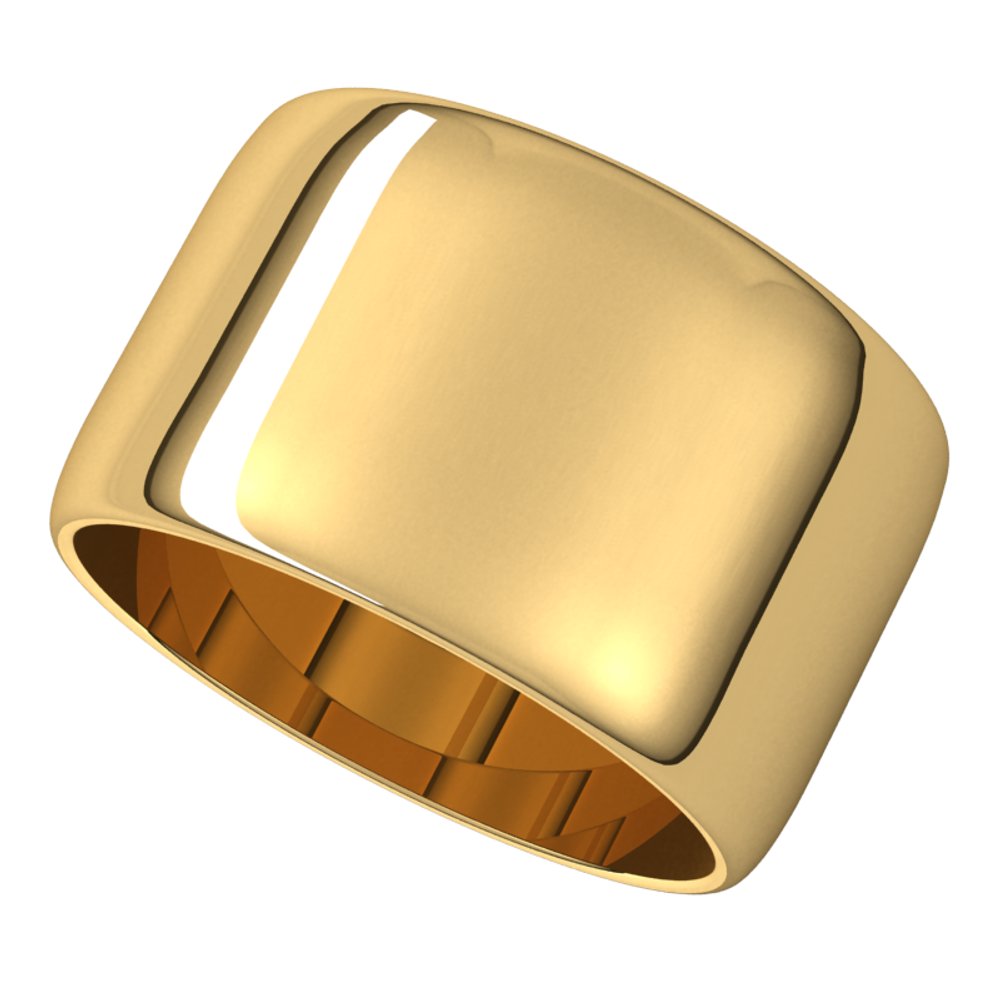 14K Yellow Gold 12 mm Lightweight Half Round Band Size 7.5