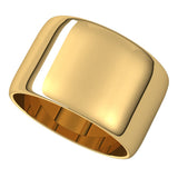 14K Yellow Gold 12 mm Lightweight Half Round Band Size 7.5