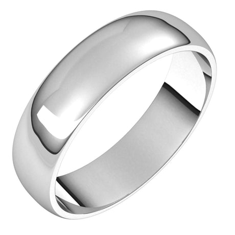 Sterling Silver 5 mm Half Round Light Band Size 5.5