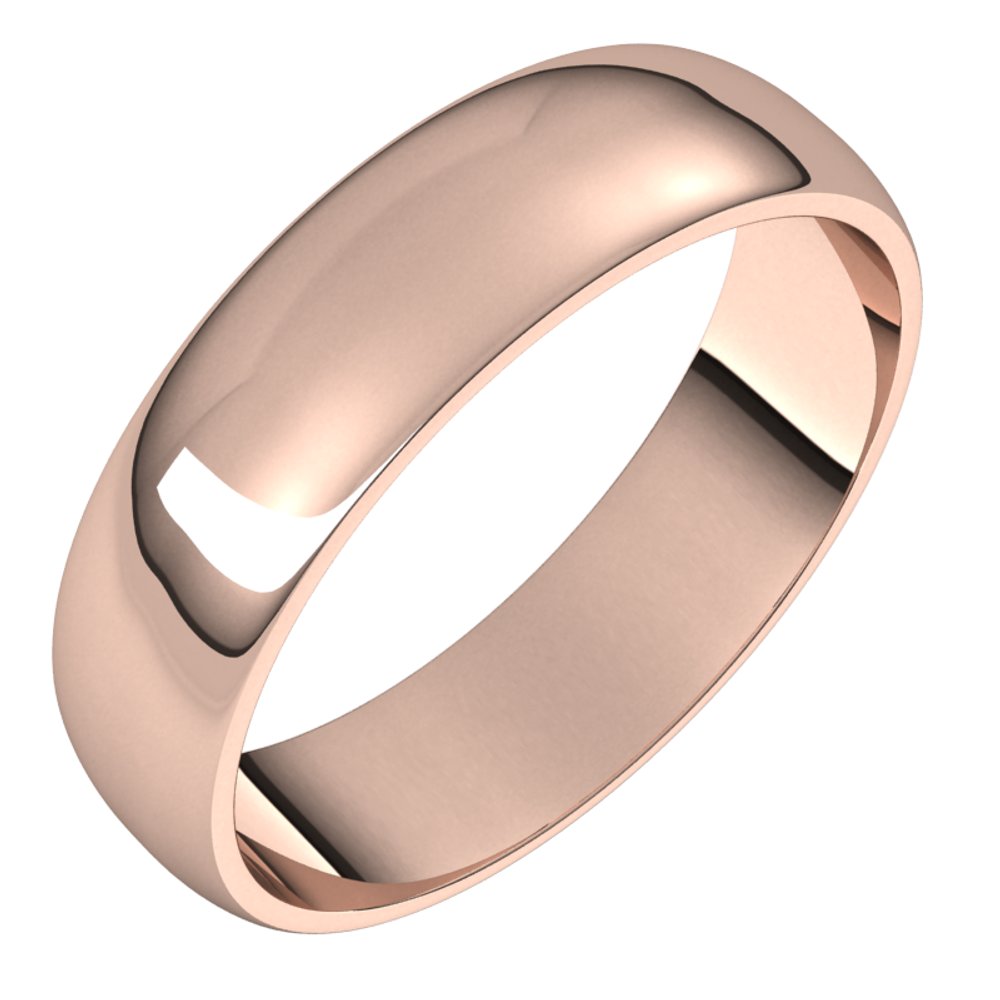 10K Rose 5 mm Half Round Light Band Size 10