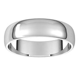 18K Palladium White 5 mm Half Round Light Band Size 9