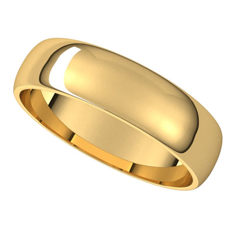 14K Yellow 5 mm Half Round Light Band